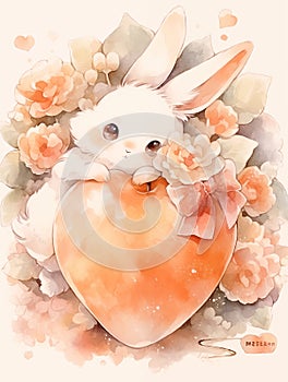 Easter Bunny in watercolor style