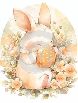 Easter Bunny in watercolor style