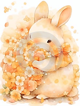 Easter Bunny in watercolor style