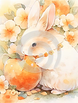 Easter Bunny in watercolor style