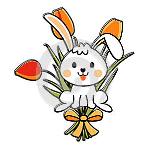 Easter Bunny, white background, illustration