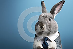 Easter bunny with work suit. Generative AI. photo