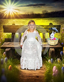 Easter Bunny, Young Girl Portrait