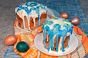 Easter Cake and colorful eggs