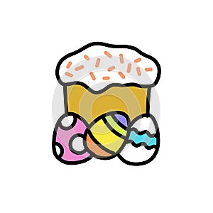 Easter cake doodle icon, vector illustration