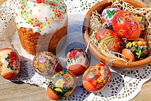 Easter cake and eggs