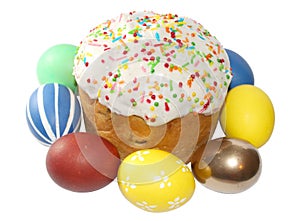 Easter cake and eggs (image with clipping path)