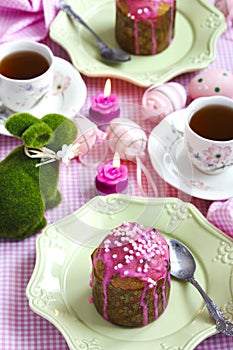 Easter cake on festive table