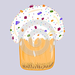 Easter cake icon. Creative illustration. Colorful sketch. Idea for decors, logo, patterns, papers. Isolated vector art.