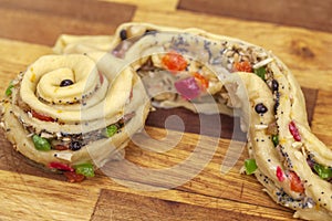 Easter cake Kraffin, raw dough before setting in the oven, top view