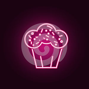 Easter cake neon icon. Elements of Religion set. Simple icon for websites, web design, mobile app, info graphics