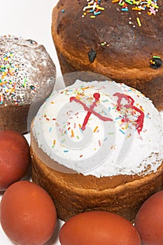 Easter cake and paschal eggs photo