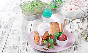 Easter cake with white sugar icing