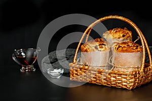 Easter cakes in a basket