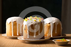 Easter cakes decorated with fruit