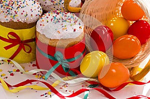 Easter cakes and painted eggs