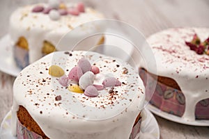 Easter Cakes - Traditional Kulich, Paska Easter Bread. Traditional Easter spring