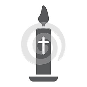 Easter candle glyph icon, light and easter, flame sign, vector graphics, a solid pattern on a white background.