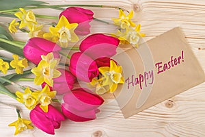 Easter Card with Cheerful Spring Flowers