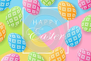 Easter card with egg. Creative 3D eggs with pattern. Vector illustration