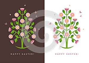 Easter card with a flower in a shape of egg