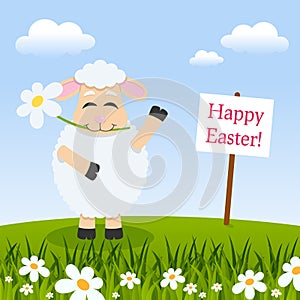 Easter Card with a Funny Lamb