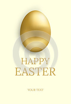 Easter card. Happy easter greetings card with golden egg and space for text. Vector illustration.