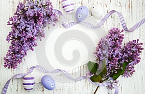 Easter card with lilac flowers