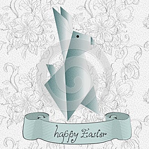 Easter card with origami rabbit