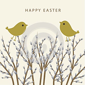 Easter card with spring landscape.