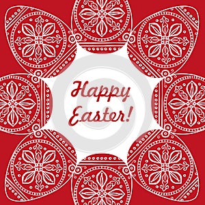 Easter card vector illustration, a pattern of painted Easter egg