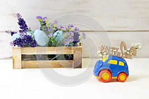 Easter cars with the words ``Happy Easter``