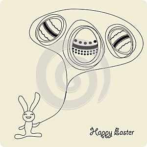 Easter cartoon bunny with eggs