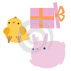 Easter characters_ pink bunny and chicken