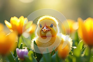 Easter Chick Delighting in Nature