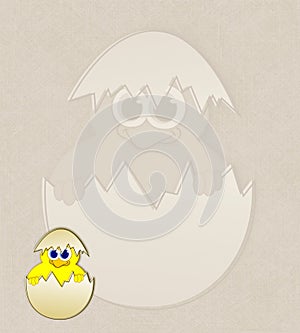 Easter chick in eggshell - watermark