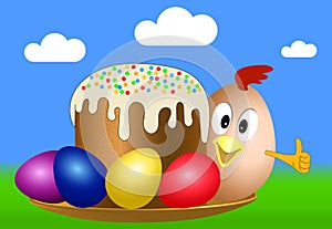 Easter chick on a plate with Easter