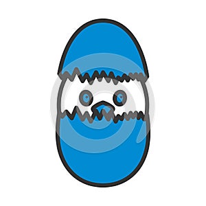 Easter Chicken In Egg Icon