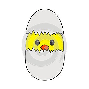 Easter Chicken In Egg Icon