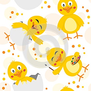 Easter Chicks Seamless Pattern