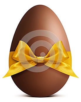 Easter chocolate egg with golden ribbon bow