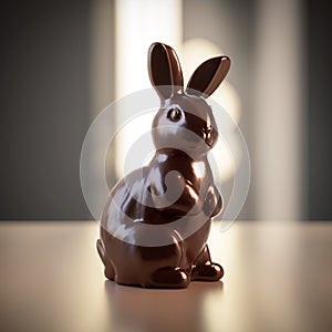 Easter - chocolate figurine rabbits. Postproducted generative AI digital illustration.