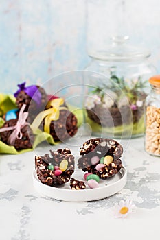 Easter Chocolate and Puffed Wheat Egg with Surprise