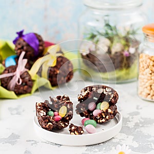 Easter Chocolate and Puffed Wheat Egg with Surprise