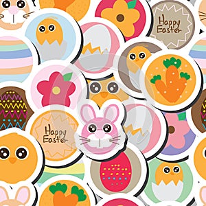 Easter circle food sticker seamless pattern