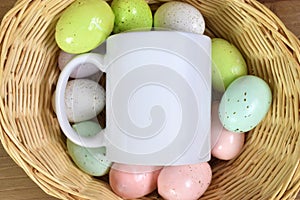 Easter Coffee Cup Mockup with 11 oz.Mug and Easter Eggs