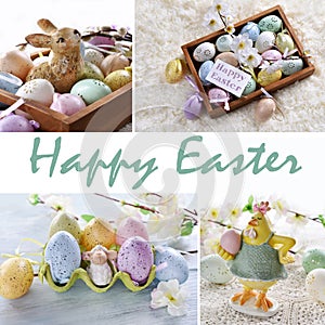 Easter collage with pastel color decorations