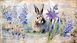 Easter collage with vintage images, ai based
