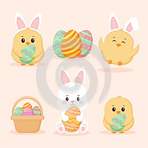 Easter Collection Cute Chick with easter eggs.