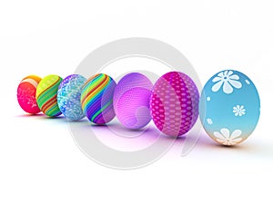Easter colorful eggs on white background